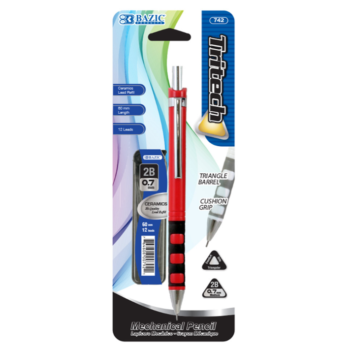 Bazic • Lápiz mecánico triangular (punta 0.7mm)